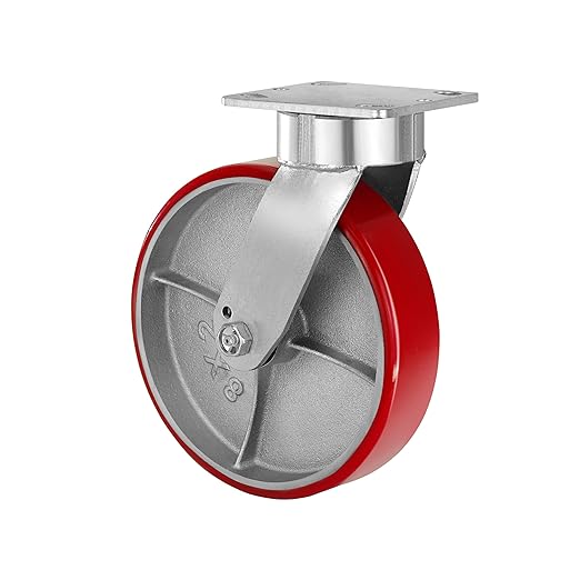 Polyurethane on Cast Iron Kingpinless Casters Red 6x2,8x2