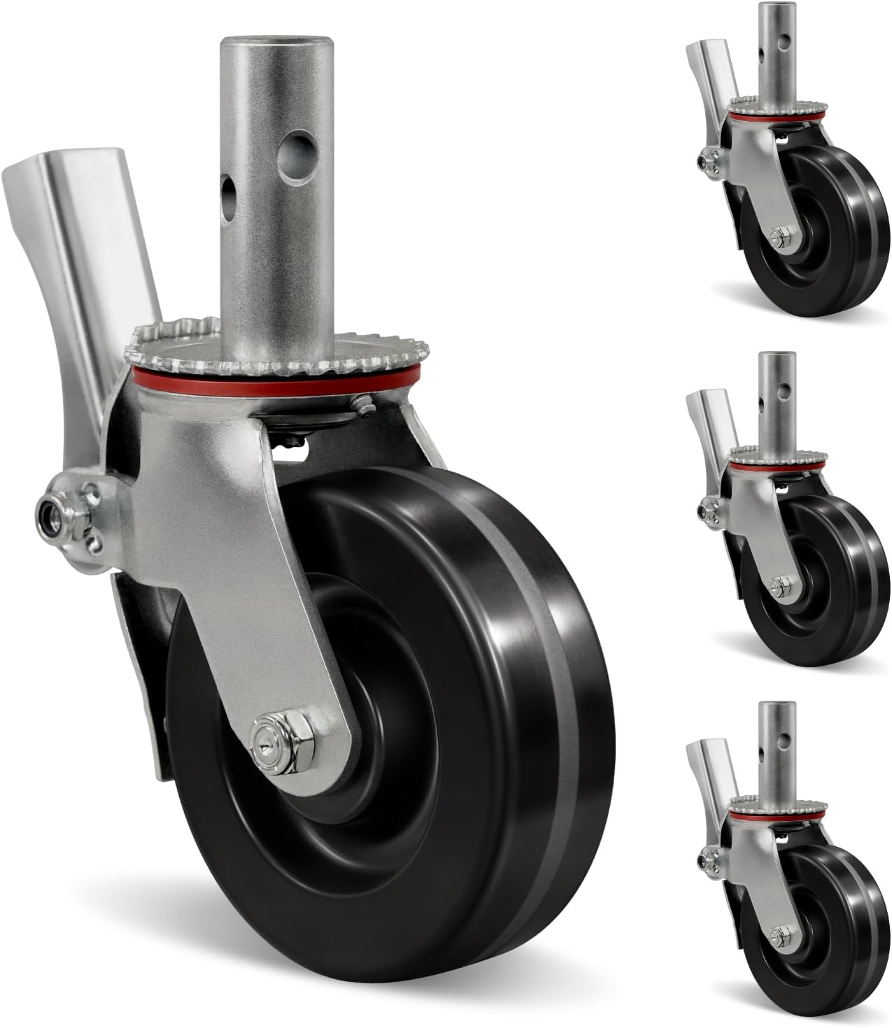 Scaffolding Wheels, Phenolic Wheel Stem Casters Wheels- Dual Locking Swivel Caster 360 Degrees Industrial Casters 900LBS Capacity Per Wheel