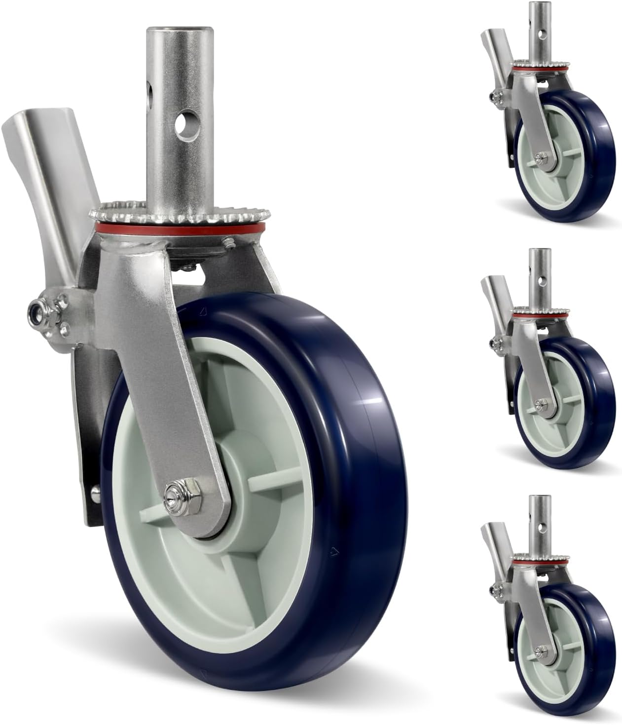 Scaffolding Wheels, Polyurethane on Polyolefin Stem Casters Wheels- Dual Locking Swivel Caster 360 Degrees Industrial Casters 1100LBS Capacity Per Wheel