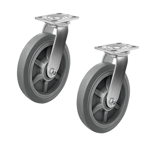Casters, Swivel Rubber Heavy Duty No Noise Plate Caster Wheels for Furniture Platform Truck Dolly Cart