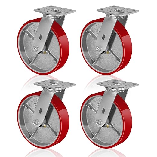 Polyurethane Cast Iron Caster Red |4x2, 5x2, 6x2, 8x2