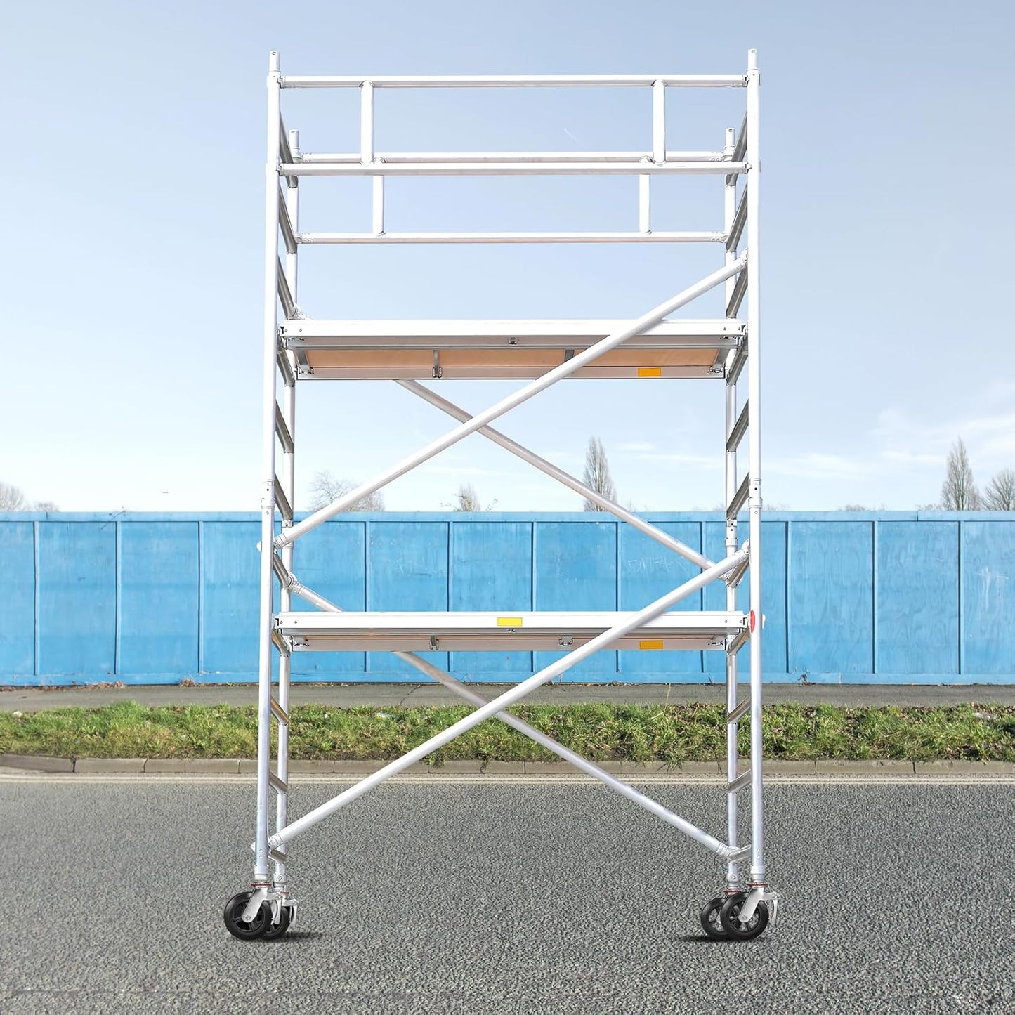 Scaffolding Wheels, Rubber Tread on Cast lron Stem Casters Wheels- Dual Locking Swivel Caster 360 Degrees Industrial Casters 1100LBS Capacity Per Wheel