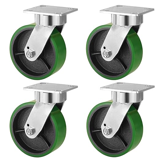 Polyurethane on Cast Iron Kingpinless Casters Red 6x2,8x2